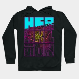 Heraklion, Greece City Map Typography - Neon Hoodie